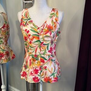 New Without Tags J.Crew Factory Hawaiian Linen Peplum Top Size 4